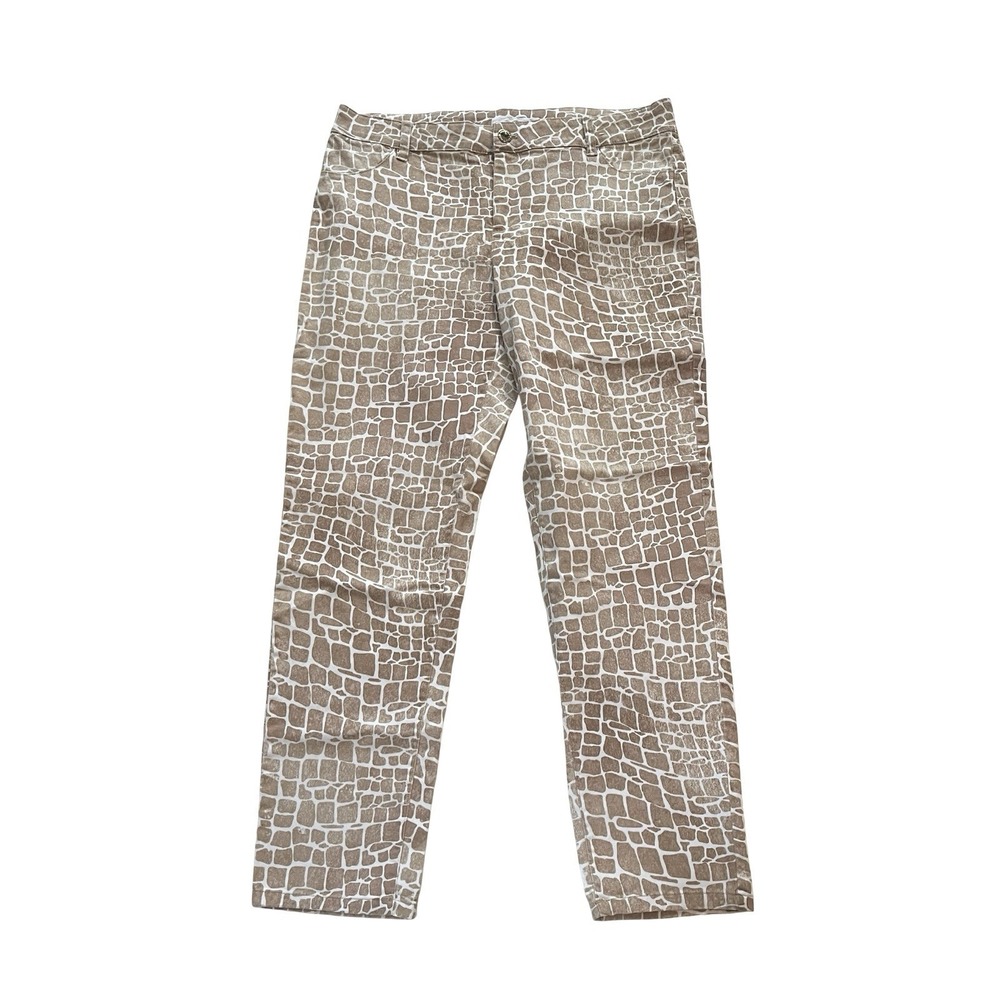 Calvin Klein Women's Size 10 Pants Giraffe Print White Beige Skinny Ankle
